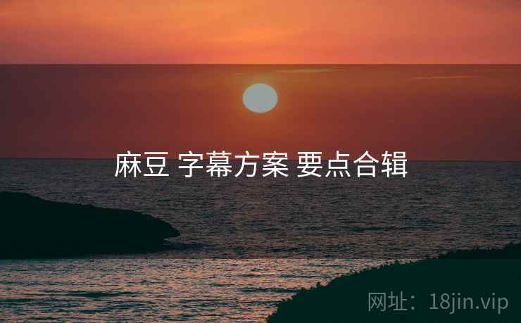 麻豆 字幕方案 要点合辑